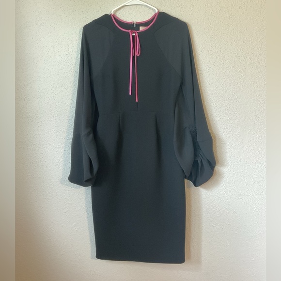 Roksanda Bow Detailed Cady Atlen Midi Dress Size US 4 Black Pink - Picture 3 of 14